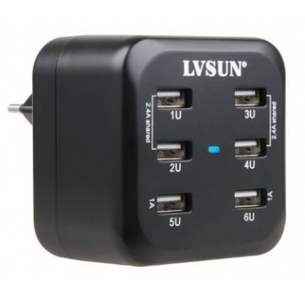 LVSUN LS-6US USB-latausasema 6-port, 36W/7.2A