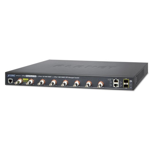 Planet LRP-822CS IPv4/IPv6, 8-Port Coax + 2xGbit+2xSFP Managed Switch, PoE 240W