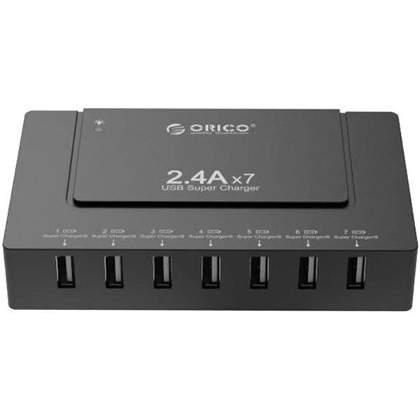 Orico DCP-7U USB-latausasema, 100-240V 84W 5V:n USB, 16,8A, 7xUSB