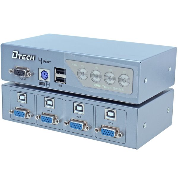 DTECH DT-8041 KVM 4-port USB 2.0+VGA+PS/2